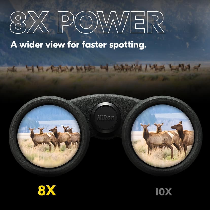 Nikon PROSTAFF P3 8x42 Binocular | Waterproof, fogproof, rubber-armored Full-Size Binocular, wide field of view & long eye relief | Official Nikon USA Model