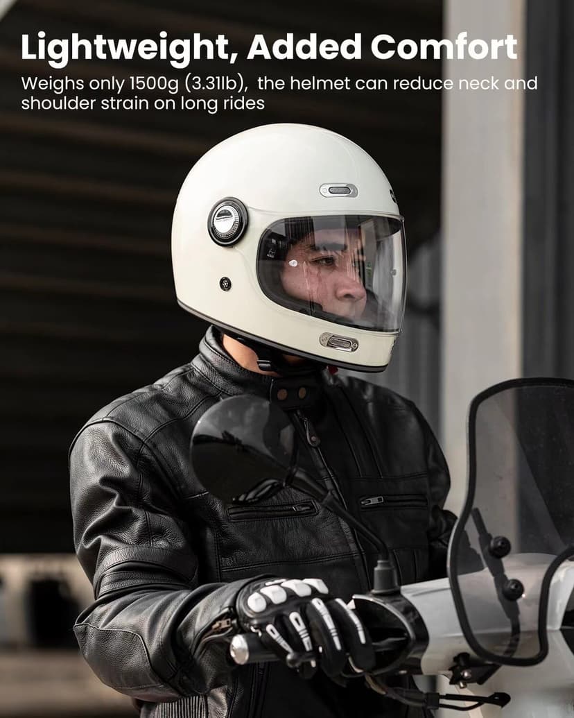 ILM Full Face Motorcycle Helmet Retro for Adult with Visor Vintage Helmets for Cruisers Scooters Mopeds Pinlock Compatible DOT Model Z503
