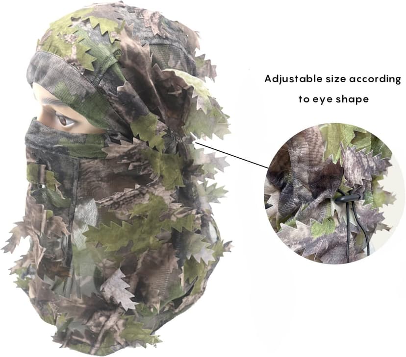 EAmber Ghillie Camouflage Leafy Hat 3D Full Face Mask Headwear Turkey Camo Hunter Hunting Accessories