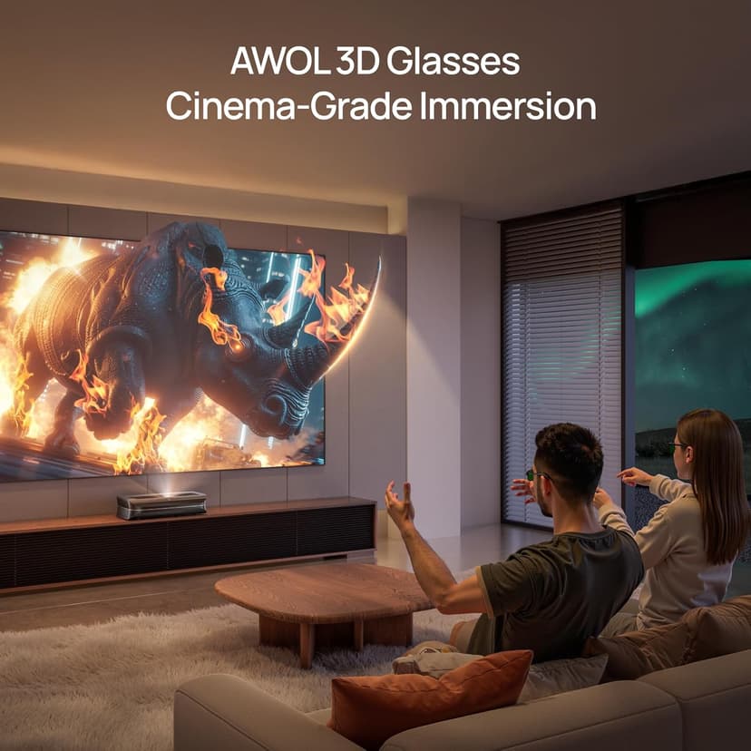 AWOL VISION DLP Link 3D Glasses, Rechargeable Active Shutter Eyewear Compatible with AWOL VISION LTV-3000 Pro and LTV-3500 Pro, Vanish TV & Other DLP-Link 3D projectors (2 Packs)