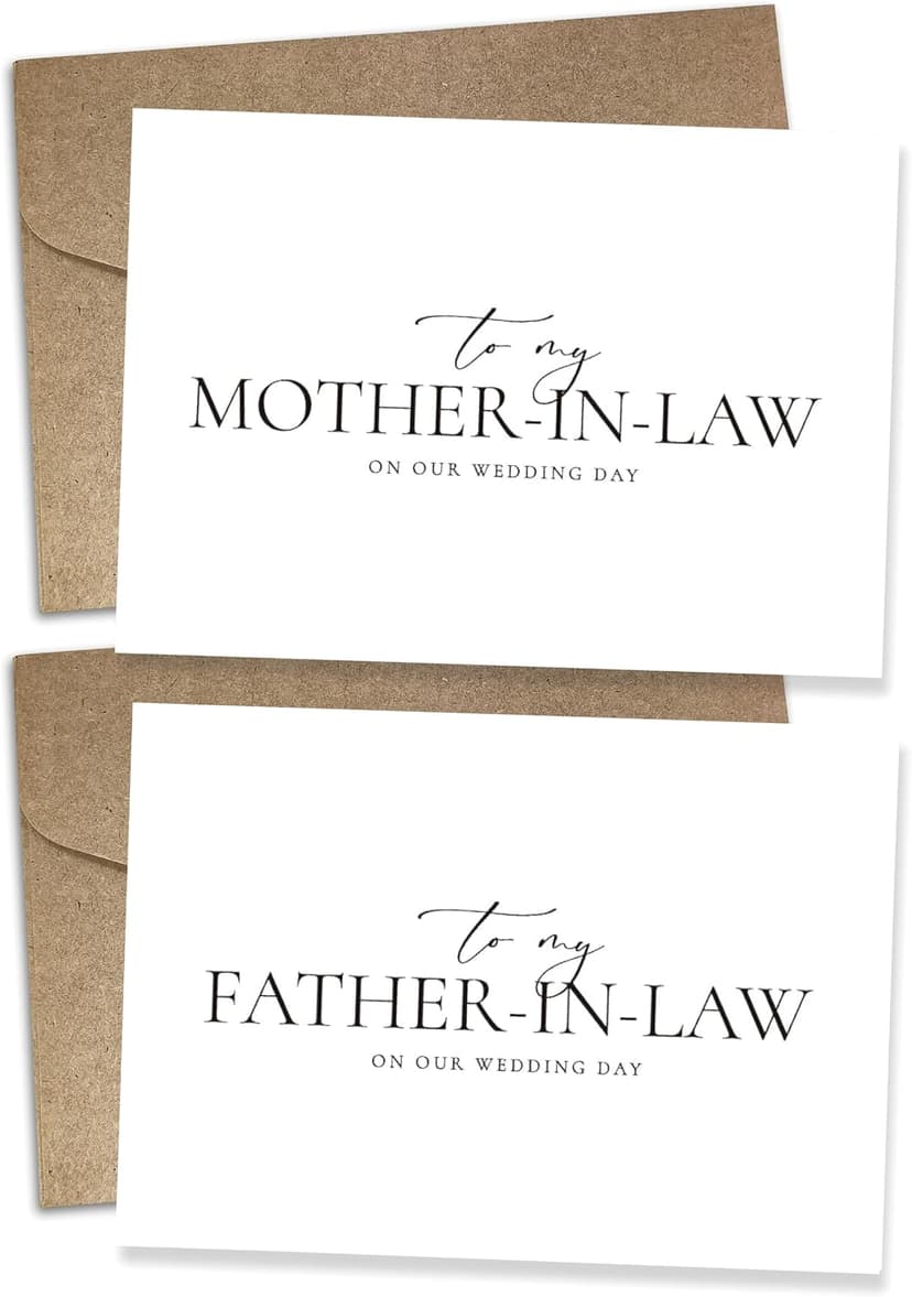 Set of 2 Parents In-Law Wedding Cards, For Bride/Groom's Parents, To My Father/Mother In-Law On Our Special Day B0D3XNR98R