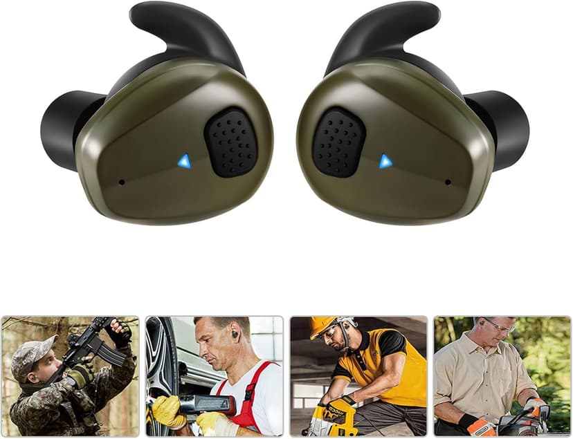 YHKEMA Electronic Shooting Earbuds - Ear Hearing Protection NRR 28dB Bluetooth 5.3 Noise Cancelling & Sound Amplification - Rechargeable Case for Hunting and Range(Green)