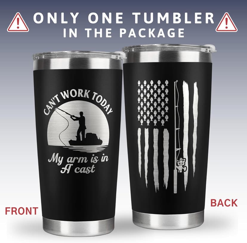 Fishing Gifts for Men - Gifts for Fisherman - Fisherman Gift for Men, Boys - Fishing Fathers Day Gift for Him - Fish Coffee Mug - 20 Oz Stainless Steel Tumbler