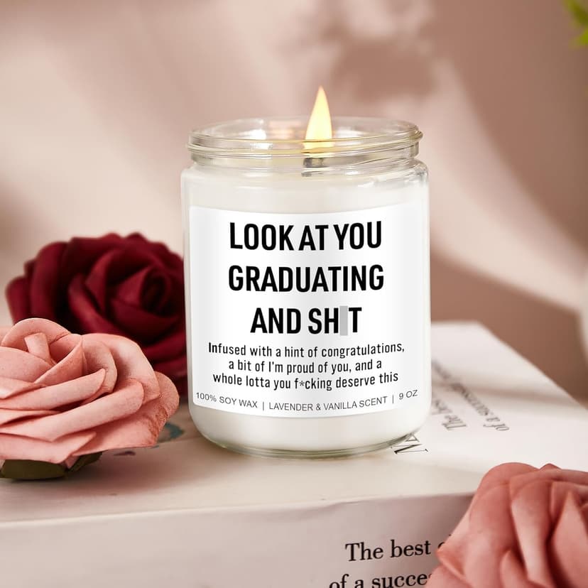 Funny Grad Candle, 2025 Graduation Gifts for Her, Him - College, High School, Masters Degree, Phd, Nursing & Nurse Graduation Gifts for Women, Men - 9 oz