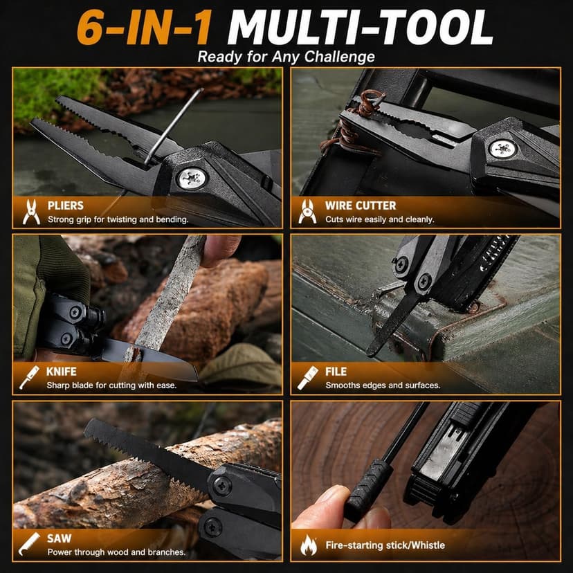 18-in-1 Multitool Hatchet Camping Axe with Hammer & Knife with Protective Sheath, Survival Gear for Men Dad, Emergency Car Tool & Hiking Accessories, Cool Gadgets for Outdoor Hiking Emergency