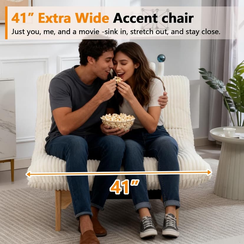 Giant Cloud Lounge Accent Chair for Reading, Big Comfy Cloud Chair with Frame for Living Room Bedroom Patio, Corduroy|Oversized|44 Inch (White)