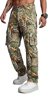 GINGTTO Men's Hunting Pants Camo Cargo Tactical Pants Lightweight Insulated Clothes Brush