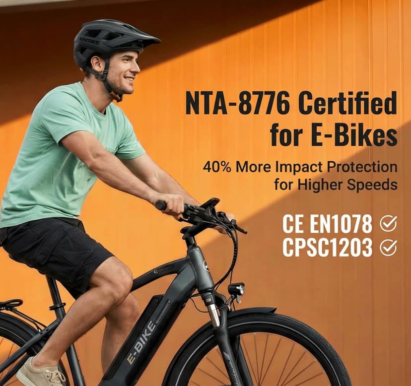 KINGBIKE NTA-8776 Mountain Bike Helmet Professional Ebike Helmets with 3-Level Adjustable Visor & Camera Mount E-MTB Helmet for Adults Men Women Youth E-Bike Safety Certified