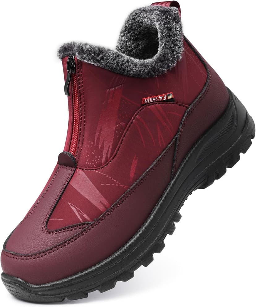 TEMOFON Winter Snow Boots for Women: Waterproof Warm Fur Lined Walking Outdoor Ankle Booties Slip on Snow Shoes Size 5-12