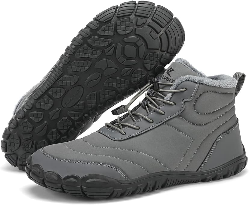 FLARUT Mens Womens Barefoot Snow Boots Winter Warm Shoes Fur Lined Wide Toe Box Zero Drop Ankle Sneakers