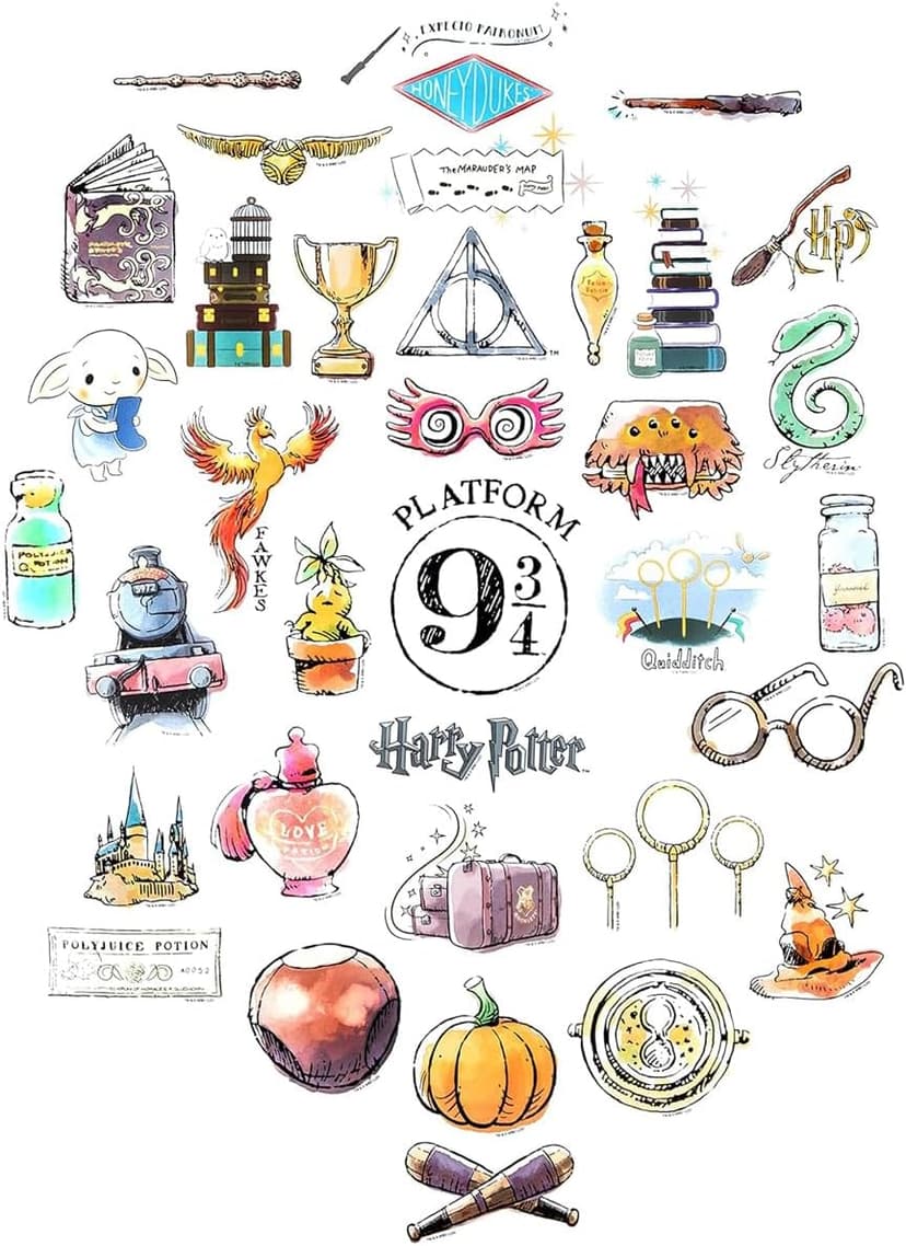 Set of Unique Sticker Decals, 5 Holograms, Waterproof, UV & Scratch Resistant, Great for Gadgets, Officially Licensed 60-Pack Conquest Harry Potter Watercolor Vinyl Stickers B08GNBGSD2