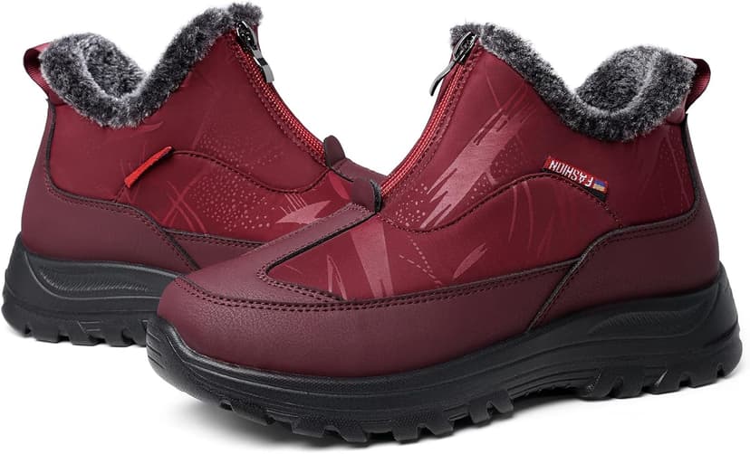 TEMOFON Winter Snow Boots for Women: Waterproof Warm Fur Lined Walking Outdoor Ankle Booties Slip on Snow Shoes Size 5-12