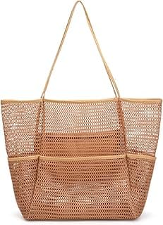 Tainehs Beach Bag - Mesh Tote Bag Beach Vacation Clothes for Women Pool Bag for Travel Pool Family Cruise Essentials 2026