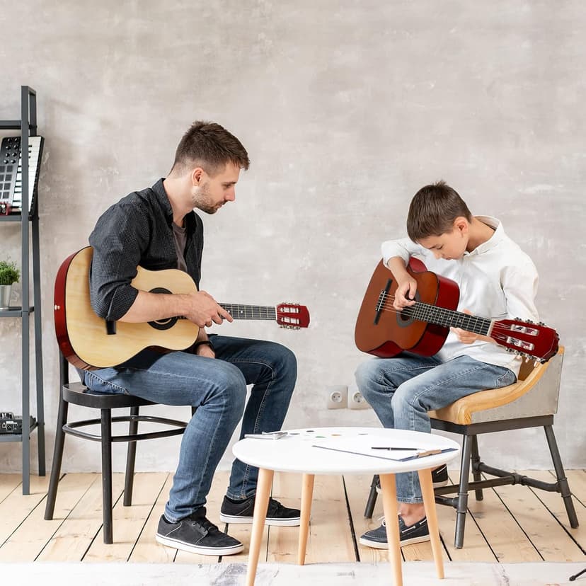 Moukey 36" Acoustic Guitar for Beginners Kids Youth 3/4 Size Dreadnought Travel Guitarra Acustica Kit with Chord Poster, Gig Bag, Tuner, Picks, Nylon Strings, Capo, Strap - Brown