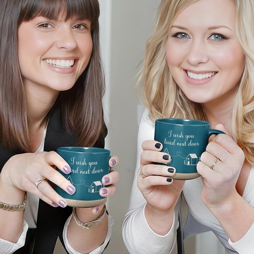 Best Friend Birthday Gift for Women - I Wish You Lived Next Door Mug, Unique Galentines Unique Day & Christmas Friendship Gift for Women, Bestie, BFF, Sister, Mom - 12.8oz Coffee & Tea Cup B0G5L4NT7J