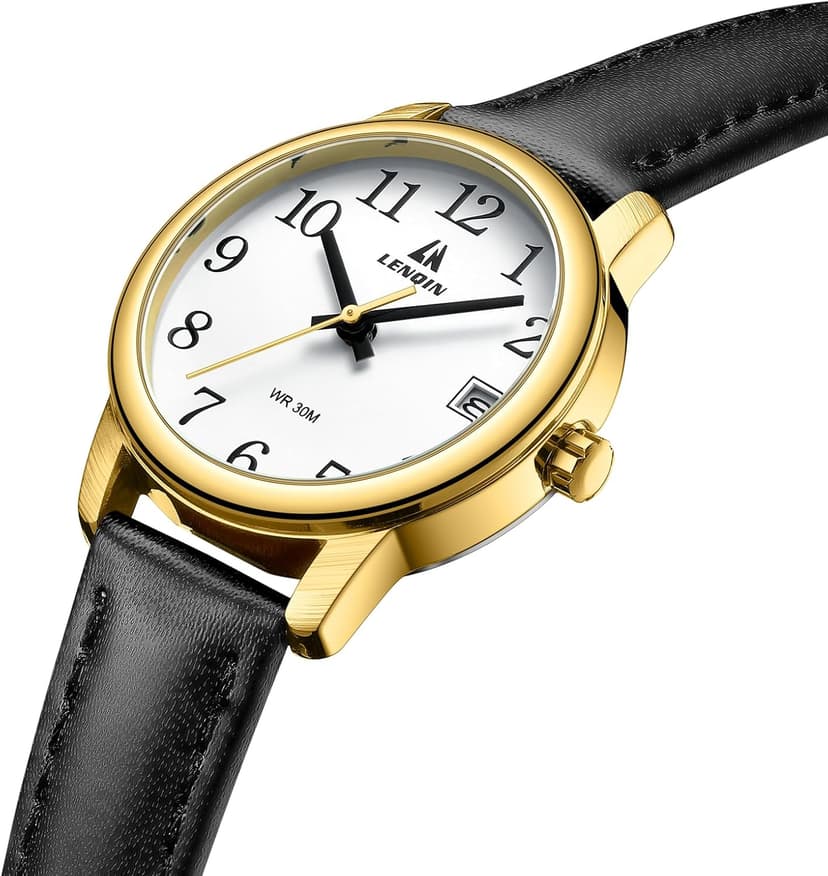 LN LENQIN Womens Watch Analog Quartz Waterproof Ladies Watches for Women Easy Read Women's Wrist Watches with Leather Strap Luminous Dial