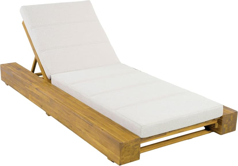 Christopher Knight Home Tory Acacia Wood Chaise Lounge Chair Outdoor Set of 2, Poolside Sun Lounger Recliner, Patio Outdoor Chaise Lounge with Cushions, Adjustable Backrest Lounge Sofa, Beige+Teak