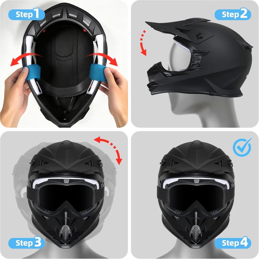 Kids Dirt Bike Helmets Youth ATV Helmet, Kids Motocross Helmet for Off Road, UTV, BMX, Street Riding Motorcycle Helmet with Goggles Gloves, DOT Approved