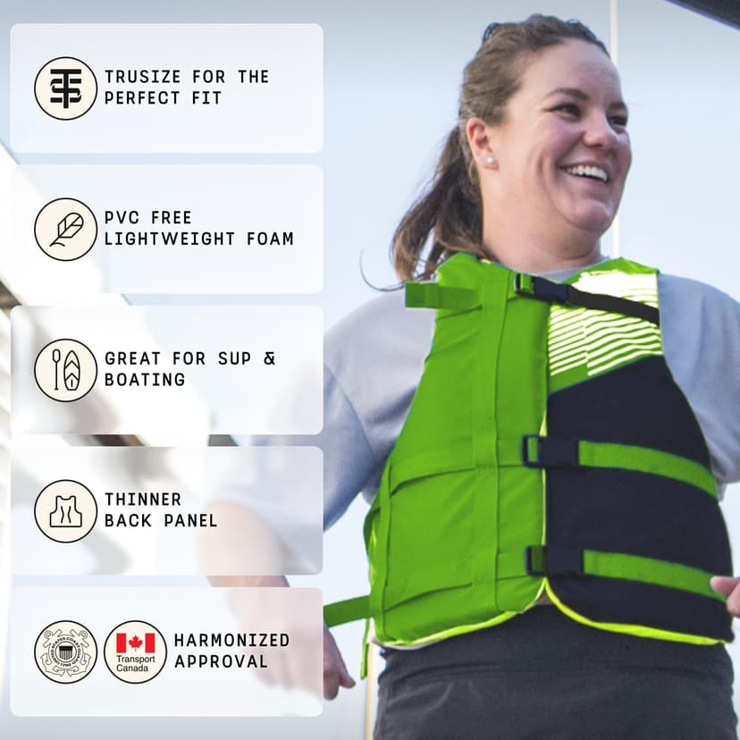Stohlquist FIT Oversized Adult Life Jacket, US Coast Guard Approved Type III Life Vest, PFD for Men and Women, Easily Adjustable, Lightweight and High Buoyancy - Plus Size (48-60" Chest)