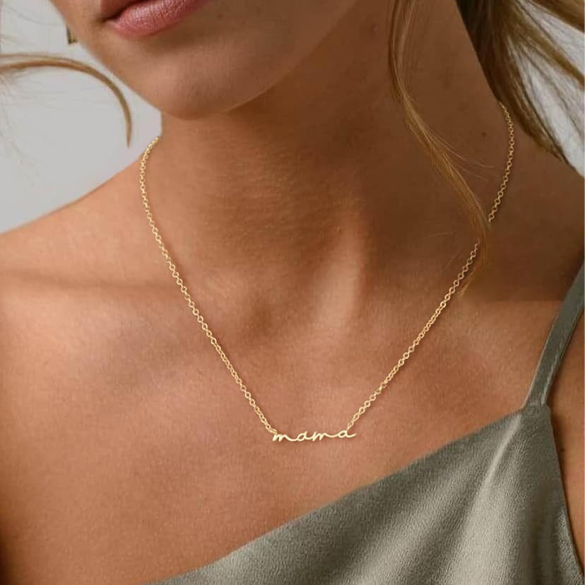 Moodear Mothers Day Gifts Mama Pendant Necklaces for Women - Dainty Small 18K Gold Plated Mom Necklace Non Tarnish Gift for Mom,New Mom Trendy