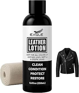 Eagle Leather Jacket Conditioner- Leather Lotion with Cloth for Boots, Jackets, Purses, Handbags & Bags – Lanolin & Natural Oils to Clean, Condition, Restore & Protect All Leather Colors