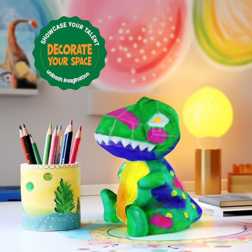 Paint Your Own Dinosaur Lamp Kit, Art Supplies Kids Paint Set, Arts and Crafts for Kids Ages 8-12, Dinosaur Toys Girls Boys Halloween Birthday Christmas Gifts Ages 3 4 5 6 7 8 9 10 11 12+