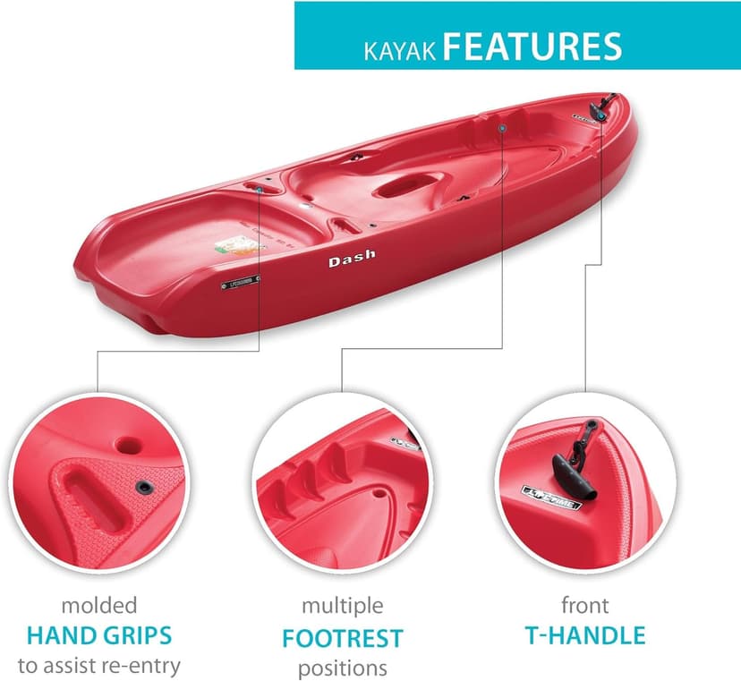 Lifetime Recruit Youth Kayak, 6.5 Ft, Paddle Included, Ages 5+, Red
