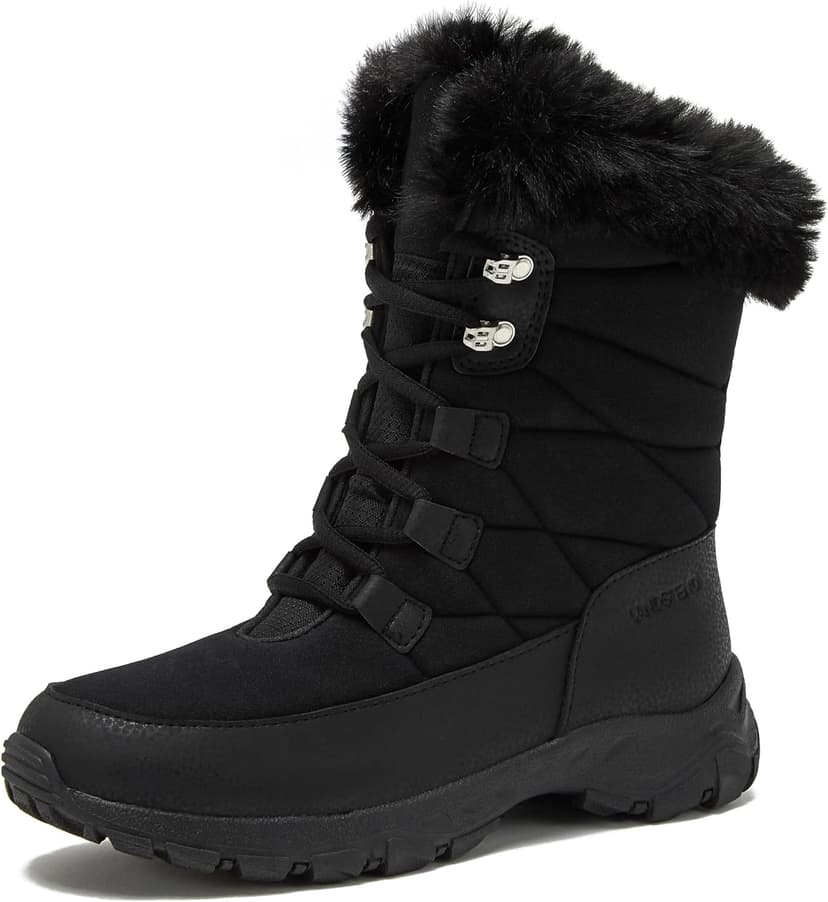 Lands' End Expedition Waterproof Insulated Womens Snow Boots, Lace Up or Slip On Winter Boots for Women, Medium or Wide Width Sizes 6 to 11, Black, Brown, Blue, White or Grey Winter Shoes