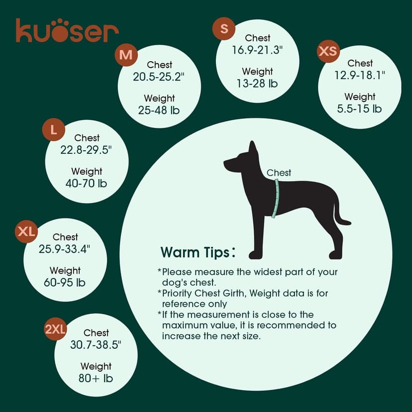 Kuoser Dog Life Jacket High Flotation, Reflective Dogs Life Vest for Swimming Boating, Adjustable Small Medium Large Dog lifejacket, Lightweight Dogs Life Preserver Rescue Handle Spring Summer Pool