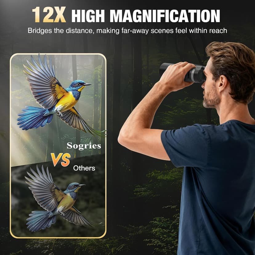 12x42 HD Binoculars for Adults with Phone Adapter, Tripod & Tripod Adapter - BAK4 Prism, FMC Lens, Waterproof & Fogproof, High Powered Scope for Bird Watching, Hunting, Hiking, Travel