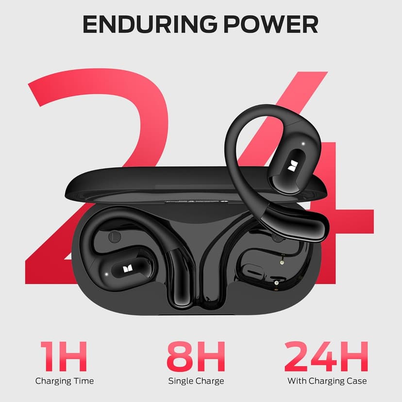 Monster Open Ear AC317 Headphones, Wireless Headphones with Stereo Sound, Bluetooth 5.4, 24H Playback, Crystal Clear Calls, Type-C Charging, Touch Control, Sweat Resistant Open Ear Wireless Earbuds