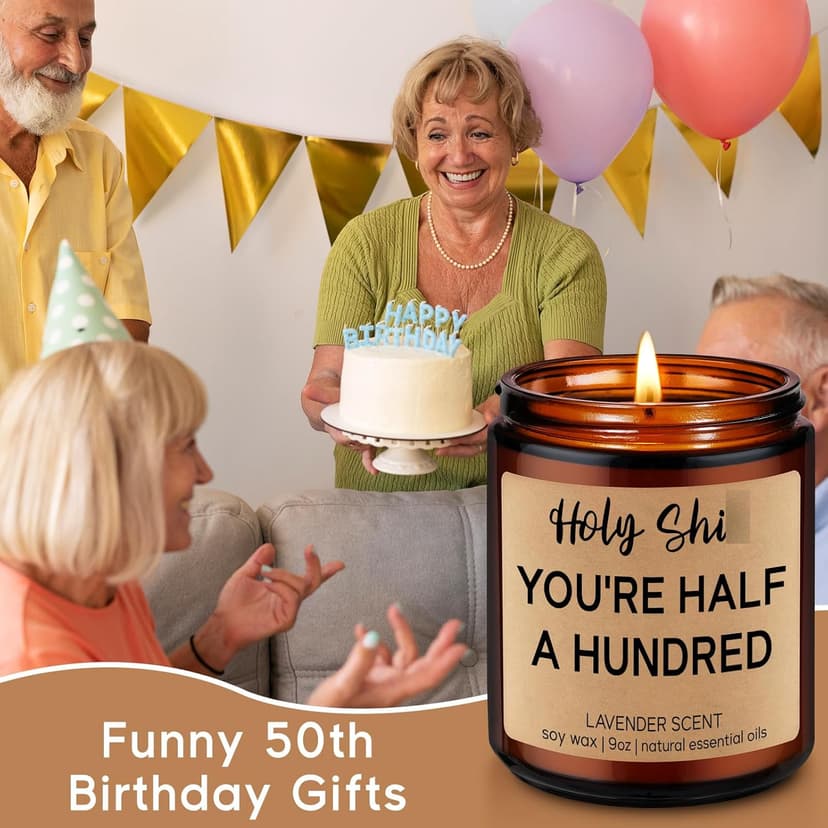 Fairy's Gift Funny 50th Birthday Candles, 50th Birthday Gifts for Women Men, Cool Turning 50 Year Old Gifts Ideas, Happy Half a Hundred Bday, Funny Presents for 50 Year Old Women, Men in Their 50s