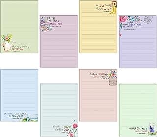 8 Pack Christian Sticky Notes Samll Scripture Inspirational Memo Pads Floral Design Adhesive Religious Bible Verse Quotes Notepads for Writing Diary Lists Schedules, 4 x 5. 5 Inch(Fresh Style)