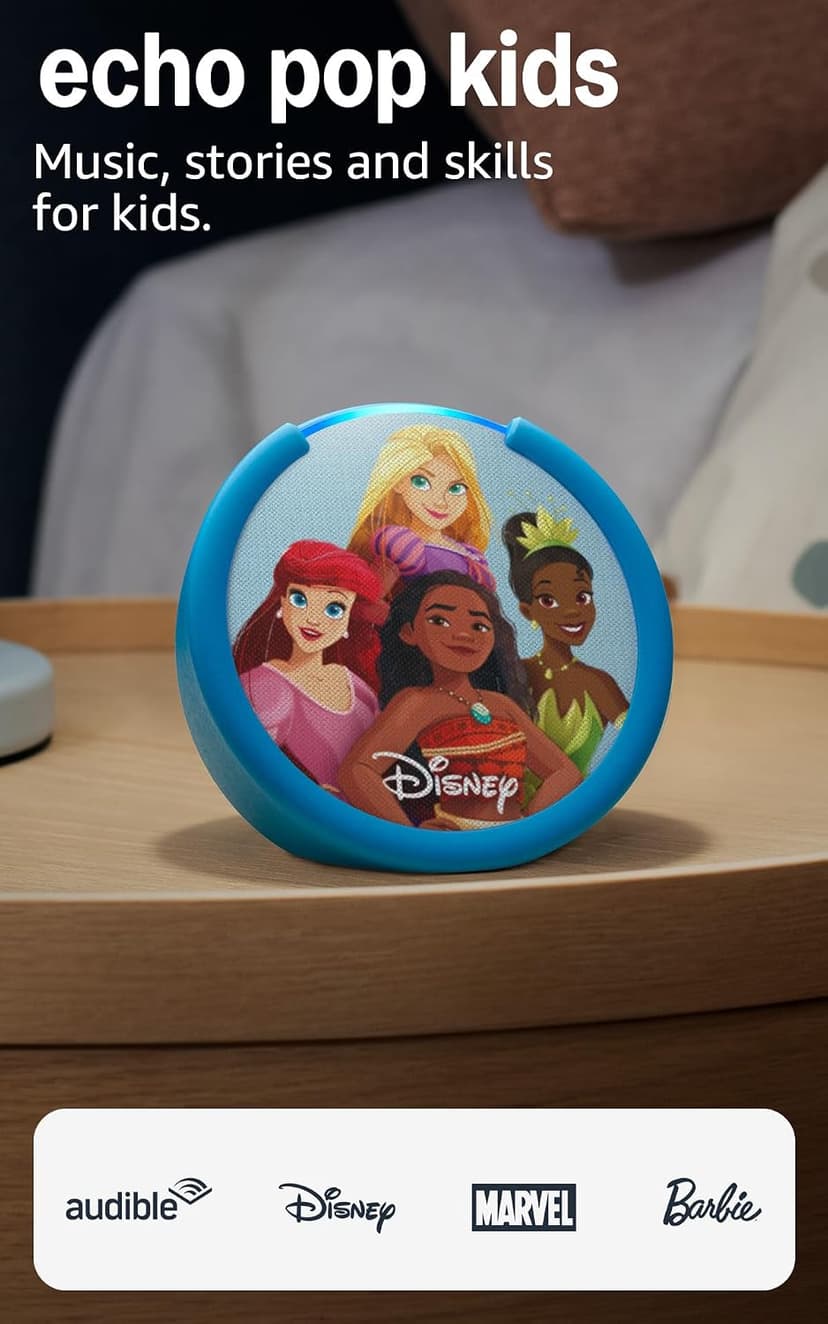 Amazon Echo Pop Kids (newest model), Enjoy age-appropriate audiobooks, sleep routines and Alexa+ experiences to create and learn, Disney Princess design B0CB9PF1N6