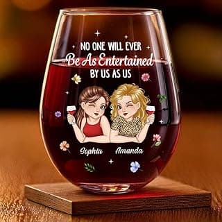 Pawfect House Custom Wine Glass, Personalized Best Friend Birthday Gifts For Women, Besties, Sisters, No One Will Ever Be As Entertained By Us As Us Wine Glasses, Christmas Friendship Gifts For Women