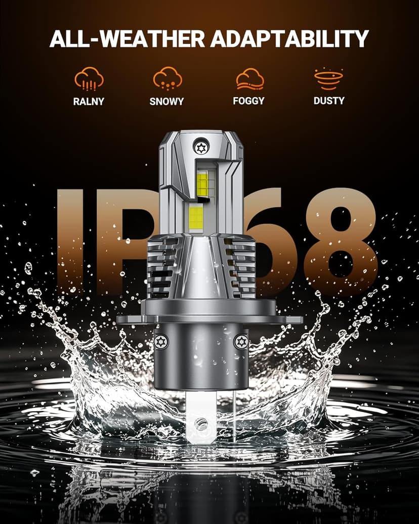 SEALIGHT H4/9003 LED Light Bulb, 1:1 Real Size, 900% Brighter than Origin, 46,000LM Super Output, 6500K Cool White with 25000RPM Fan, 3Mins Plug and Play, Pack of 2