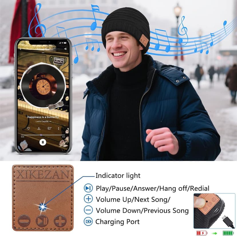 Bluetooth Beanie Hat,Unique Christmas Tech Gifts for Boyfriend Husband Him Men Women Teen Boys Girls Teenage Coworker Stocking Stuffers Secret Santa Best Friend Birthday Gifts B07FVK8KWW