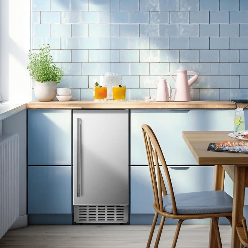 Kismile Under Counter Nugget Ice Maker, Pebble Ice Machine 80 lbs/Day, 24H Timer, Self-Cleaning, Double Ice Baskets, Built-in Ice Maker for Home & Office (Grey