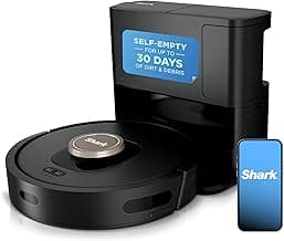 Shark AV2501AE AI Robot Vacuum with XL HEPA Self-Empty Base, Bagless, 60-Day Capacity, LIDAR Navigation, Perfect for Pet Hair, Compatible with Alexa, Wi-Fi Connected, Carpet & Hard Floor, Black