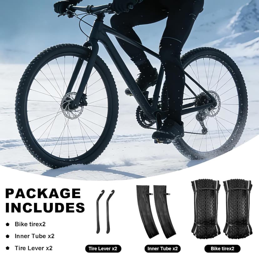 2 Pack Bike Tire Set Thicken Wear-Resistant 26x1.95/2.125 Bicycle Tires with 2 Inner Tubes 26 Inch Bicycle Tires for Mountain,Commuter,Touring Bike