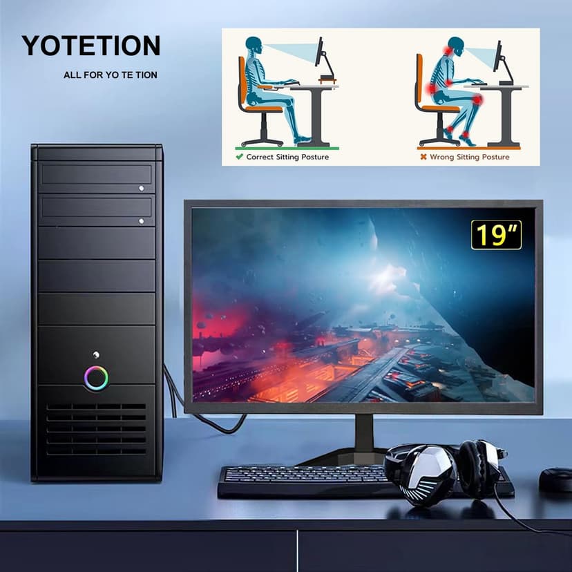 19-inch Full HD 75Hz Small Thin Monitor for laptops, Computers and desktops, HD+ 1440 x 900p, Anti-Glare, LED Display, VGA/HDMI Connection