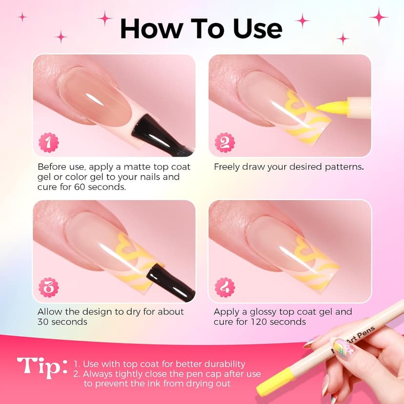 Quick-Dryings, Nail Marker for DIY Paint/Dotting/Liner, Home & Salon Manicure Tools, Great Gift, Non-Toxic, Beginner Friendly Nail Art Pens,12 Colors 0.7mm 3D Nail Polish Pens for Women B0DXKKV1GR