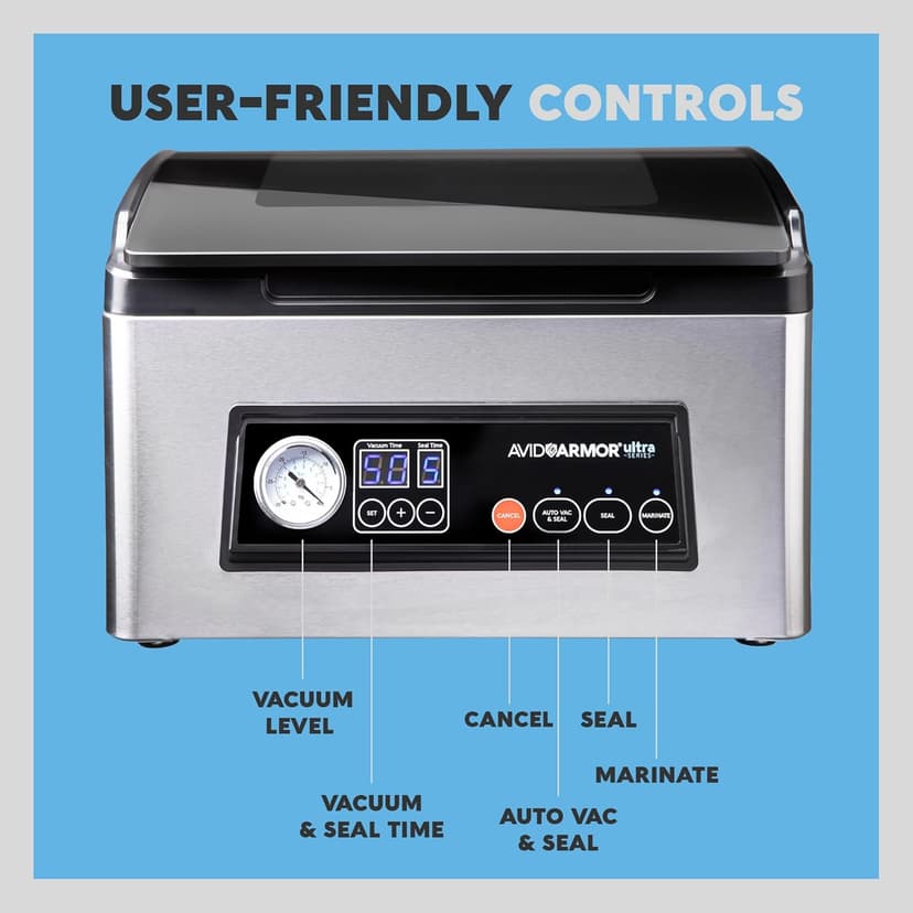 Avid Armor Ultra Series USV32: Premium Chamber Vacuum Sealer Machine High-Performance Vacuum Chamber Sealer for Professional and Home Use, Ideal Commercial Vacuum Sealer Machine for Food Preservation