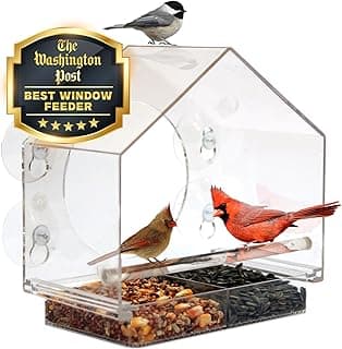 Nature Anywhere Window Bird Feeder - Transparent Acrylic Bird Feeders for Outdoors - Enhanced Suction Grip, Bird Watching for Cats, Easy-to-Clean, Outdoor Birdhouse Feeder (1 Unit)