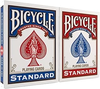 Bicycle Standard Playing Cards, Standard Poker Size Deck of Cards, Red & Blue (2 Pack), Classic Cards for Poker, Blackjack, Family Game Night & Card Games, Fun for All Ages