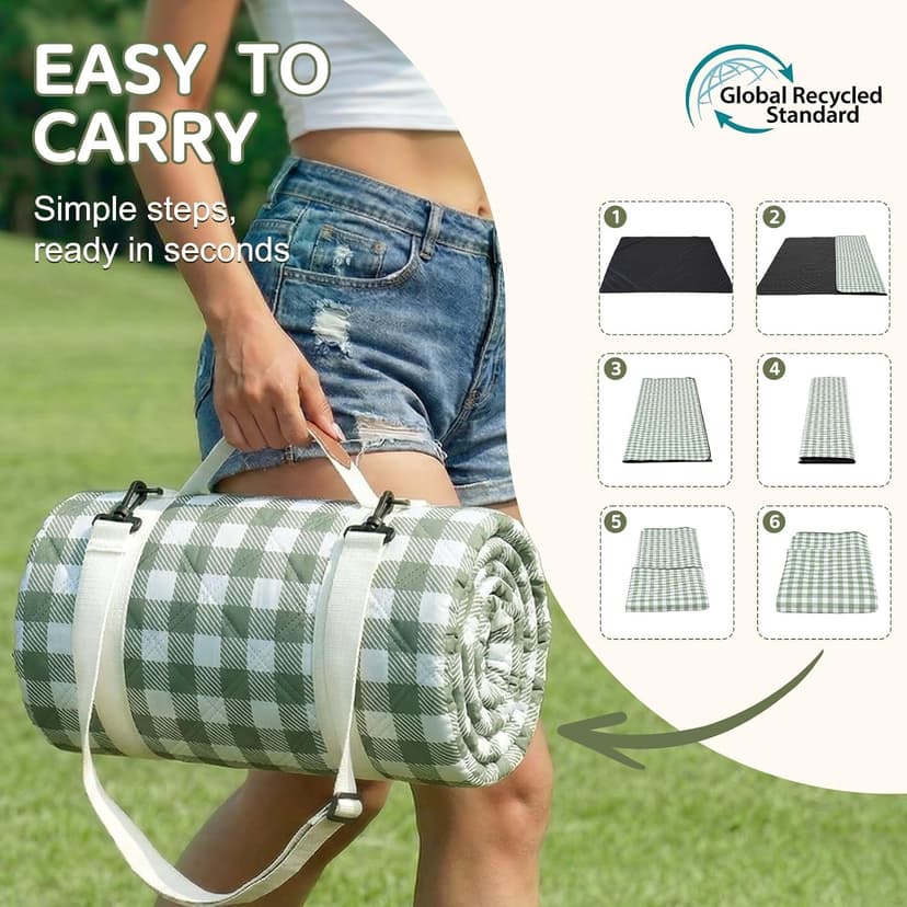 Genovega Waterproof Picnic Blanket Beach Outdoor Camping Mat Rug Extra Large Foldable Cute Big Travel Essential Accessories Gift Park Patio Lawn Garden Grass Play Music Festival Concert Must Have B0FC2HQHQ4