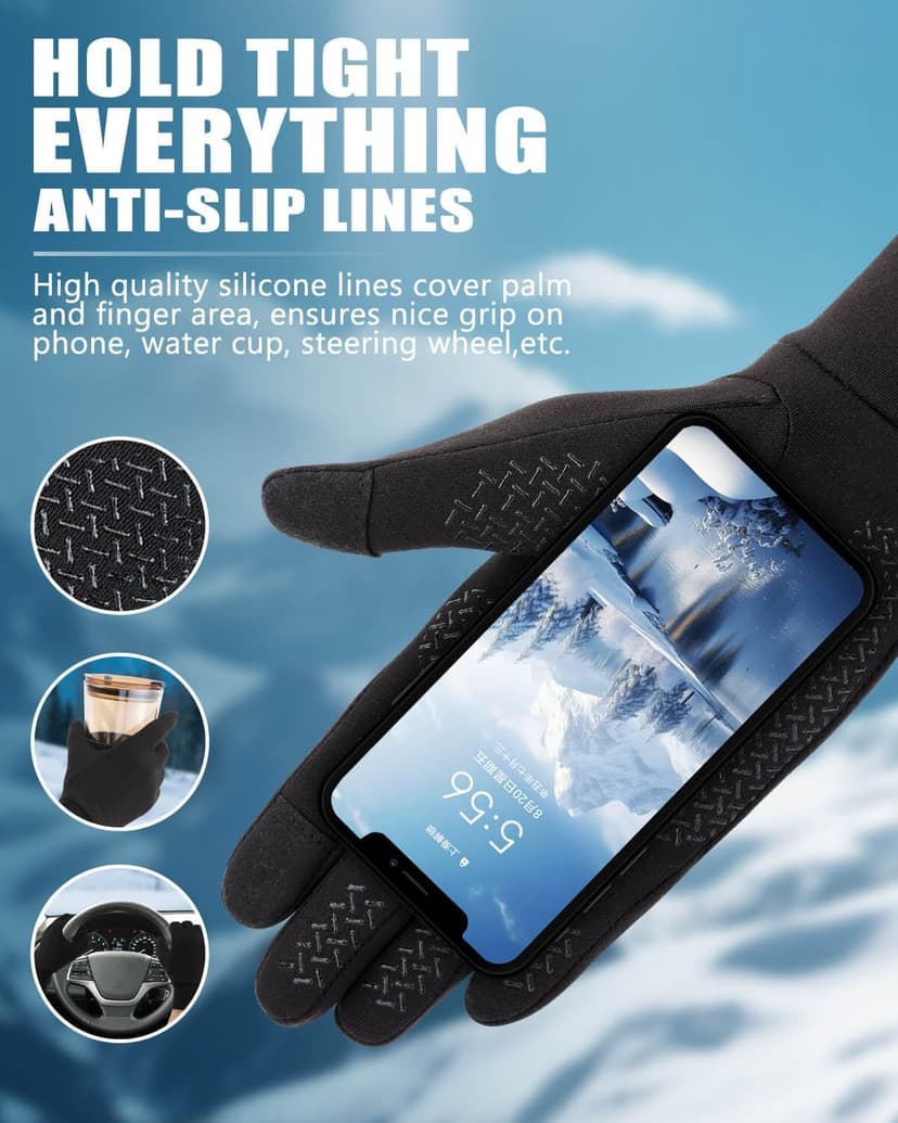 Aegend Lightweight Winter Gloves for Men Women, Warm Running Gloves Touchscreen Thermal Glove Liners for Cold Weather Driving, Cycling & Hiking, Non-Slip, Elastic Cuff, Stretchy, Durable