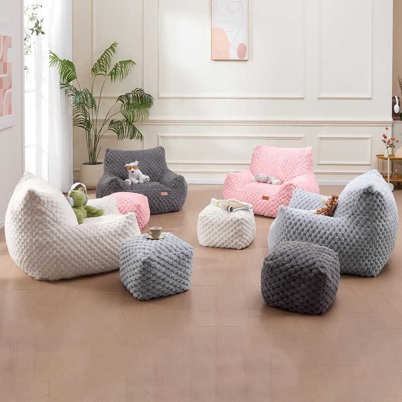 Gaming Chair Comfy Bean Bag Couch Sofa Chair for Bedroom, Modern Faux Fur Reading Bean Bag Chairs for Adults Teens, Living Room Adult Bean Bag Chair with Footrest