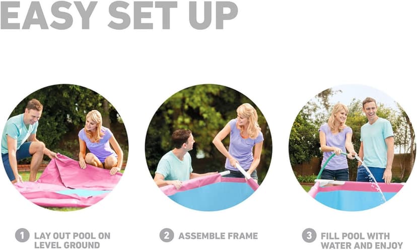 Intex 28266EH 7'L x 5'W x 23-5/8"H Rectangular Metal Frame Above Ground Outdoor Backyard Swimming Pool, 439 Gallons of Water, Pink