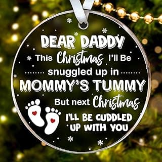 HEXMOZ First Time Dad Gifts - New Dad Gifts - Bumps First Christmas Ornament - Pregnancy Announcement for Husband, Soon to Be Daddy, 1st Time Daddy Gift - Expecting Baby on The Way